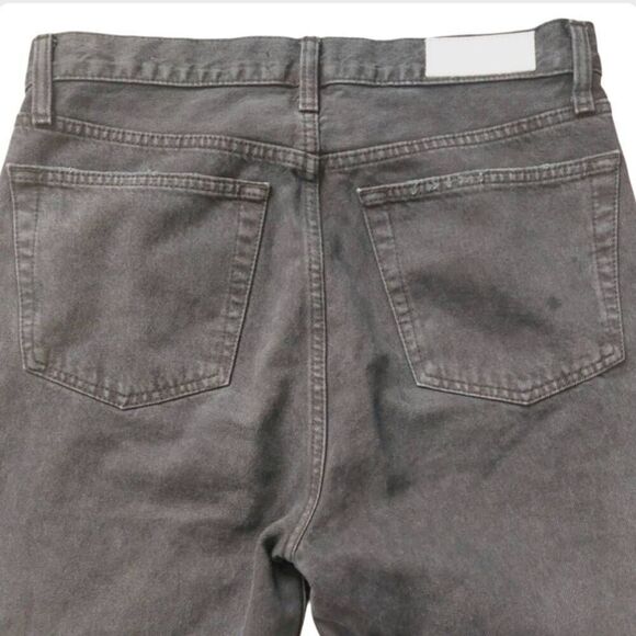 RE/DONE Originals High Rise Wide Leg Distressed Black Wash Cropped Jeans 90's si - Picture 7 of 10